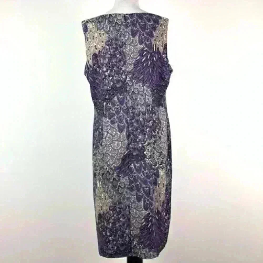 Connected apparel dress size 16 purple multicolored paisley sleeveless pencil - Picture 5 of 8